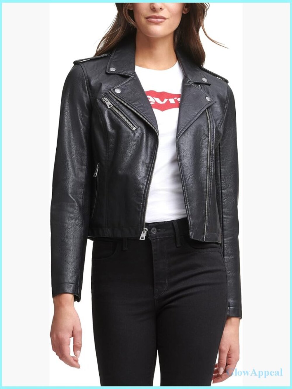 Faux Leather Moto Jacket, Asymmetrical Zipper, Regular & Plus Sizes